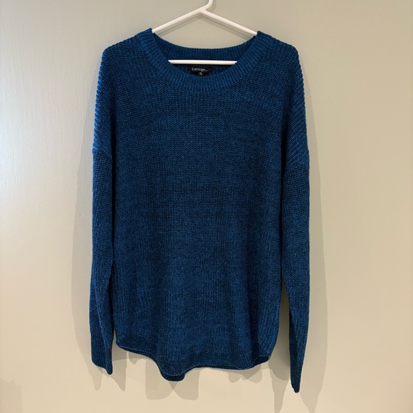 George Sweaters - Deep Blue Heathered Cozy Crew Neck Knit Sweater
